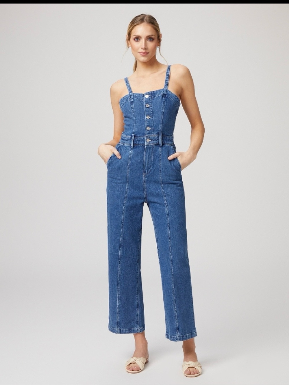 PAIGE Anessa Wide-Leg Crop Jumpsuit Size 6